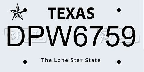 DPW6759 Texas License Plate