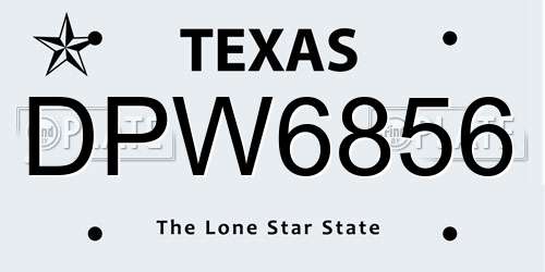 DPW6856 Texas License Plate