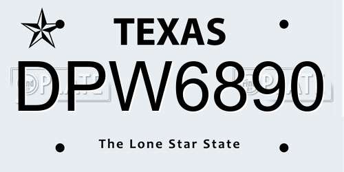DPW6890 Texas License Plate