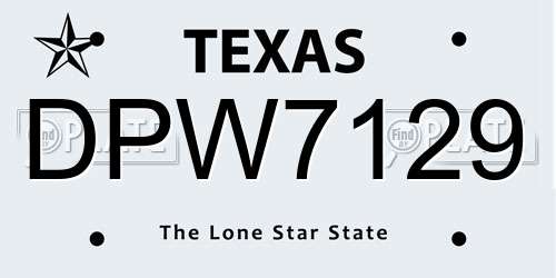 DPW7129 Texas License Plate