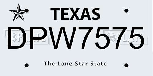 DPW7575 Texas License Plate