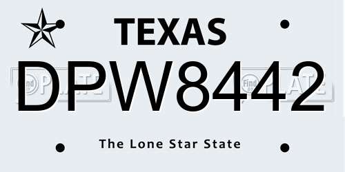 DPW8442 Texas License Plate
