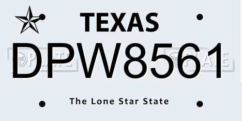DPW8561 Texas License Plate