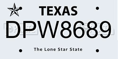 DPW8689 Texas License Plate