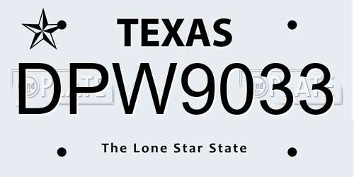 DPW9033 Texas License Plate