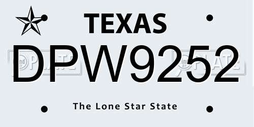DPW9252 Texas License Plate