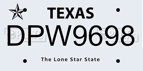 DPW9698 Texas License Plate