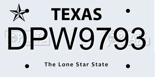 DPW9793 Texas License Plate