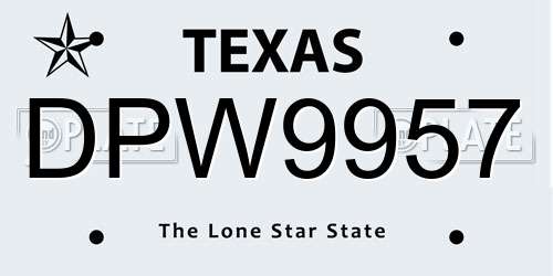 DPW9957 Texas License Plate