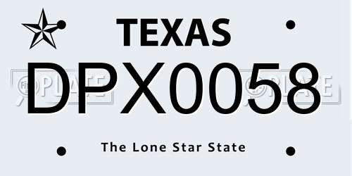 DPX0058 Texas License Plate