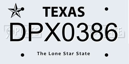 DPX0386 Texas License Plate