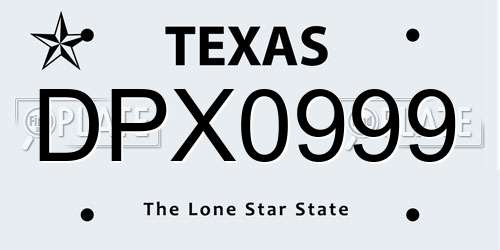 DPX0999 Texas License Plate