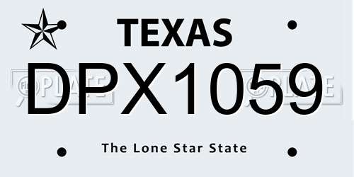 DPX1059 Texas License Plate