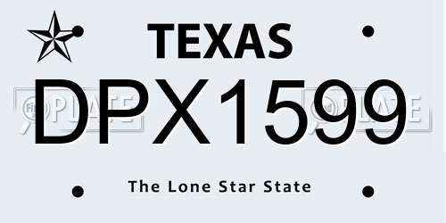 DPX1599 Texas License Plate