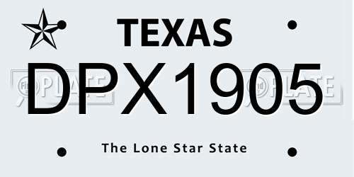 DPX1905 Texas License Plate