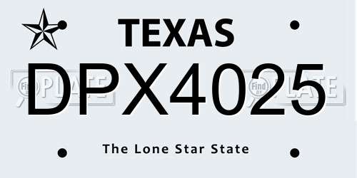 DPX4025 Texas License Plate
