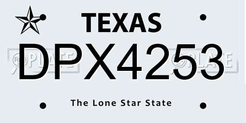 DPX4253 Texas License Plate