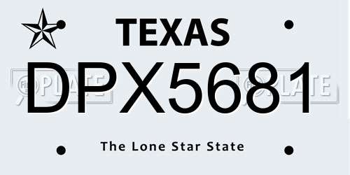 DPX5681 Texas License Plate