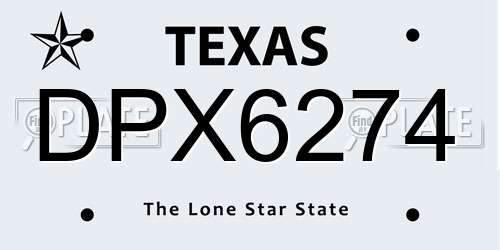 DPX6274 Texas License Plate