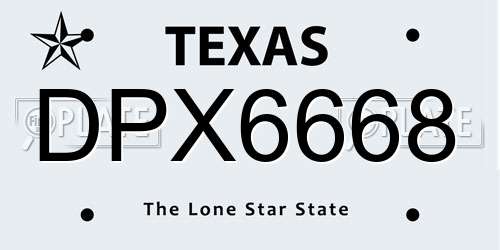 DPX6668 Texas License Plate