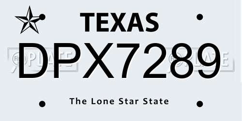 DPX7289 Texas License Plate