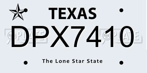 DPX7410 Texas License Plate