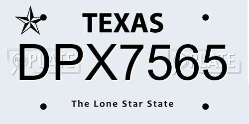 DPX7565 Texas License Plate