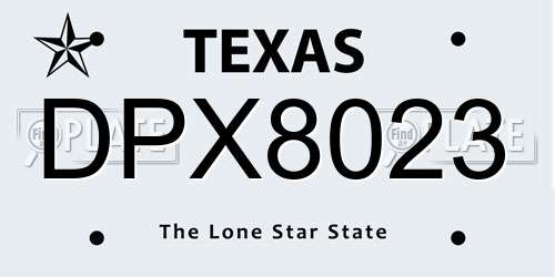 DPX8023 Texas License Plate