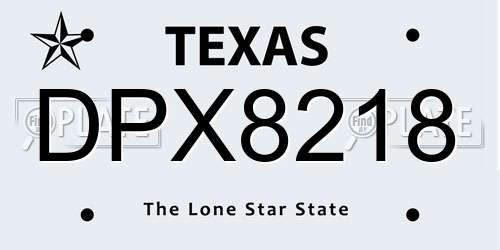DPX8218 Texas License Plate