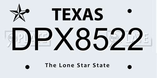 DPX8522 Texas License Plate