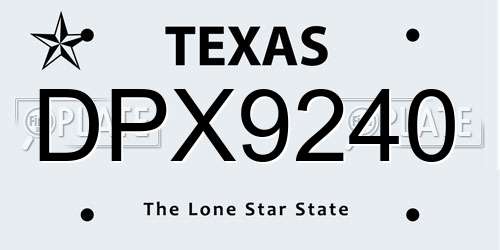 DPX9240 Texas License Plate