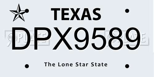 DPX9589 Texas License Plate