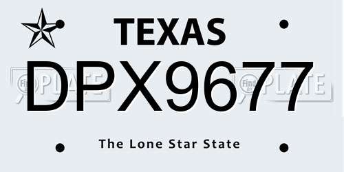 DPX9677 Texas License Plate