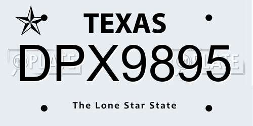 DPX9895 Texas License Plate