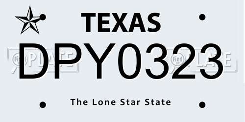 DPY0323 Texas License Plate