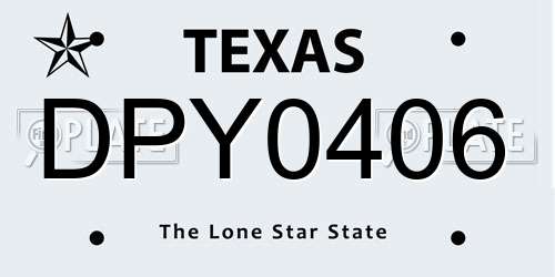 DPY0406 Texas License Plate