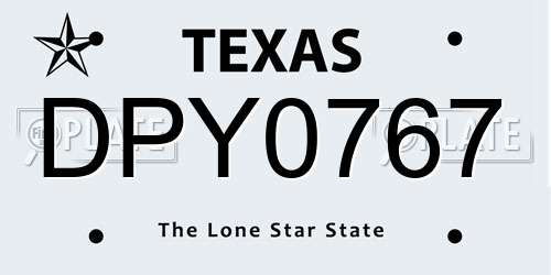 DPY0767 Texas License Plate