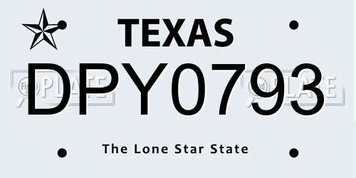 DPY0793 Texas License Plate