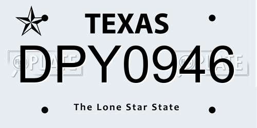 DPY0946 Texas License Plate