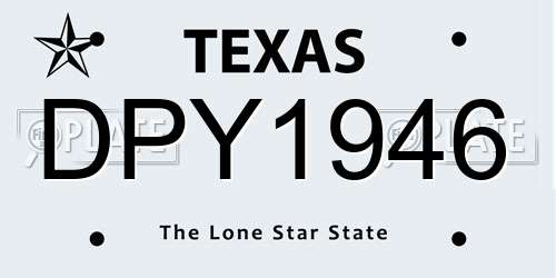 DPY1946 Texas License Plate