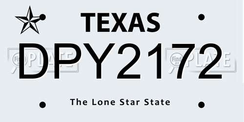 DPY2172 Texas License Plate