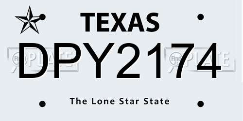 DPY2174 Texas License Plate