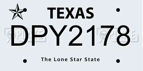 DPY2178 Texas License Plate