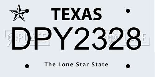 DPY2328 Texas License Plate