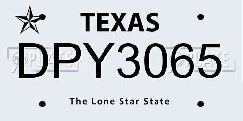 DPY3065 Texas License Plate