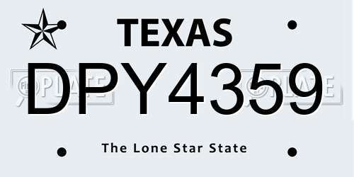 DPY4359 Texas License Plate