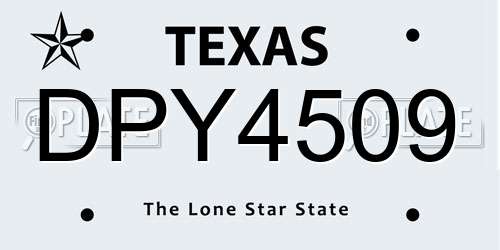 DPY4509 Texas License Plate