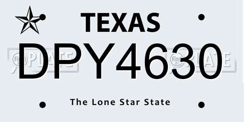 DPY4630 Texas License Plate