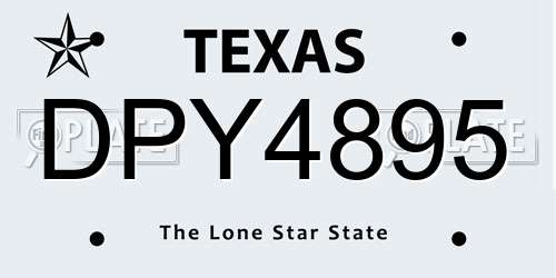 DPY4895 Texas License Plate