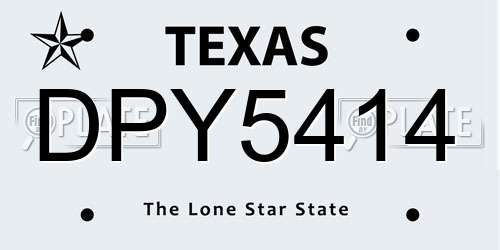 DPY5414 Texas License Plate